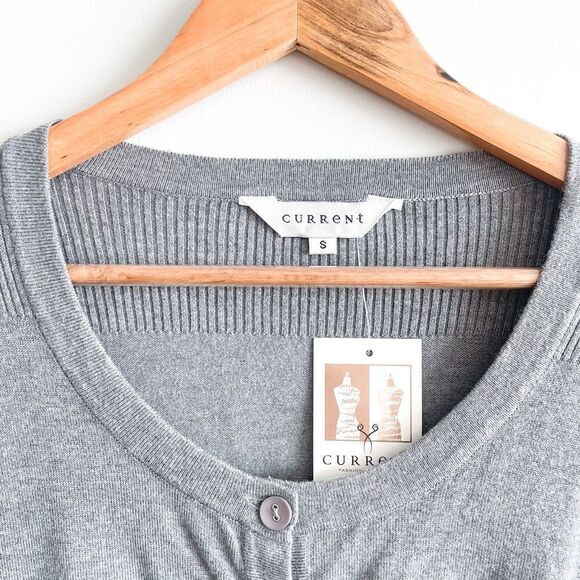 Current Fashion Collection Cardigan Fine Knit Button Up Grey Women's S NWT - Picture 5 of 10